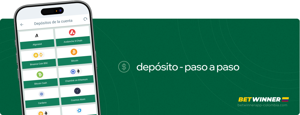 Depósito - paso a paso Betwinner APP Colombia