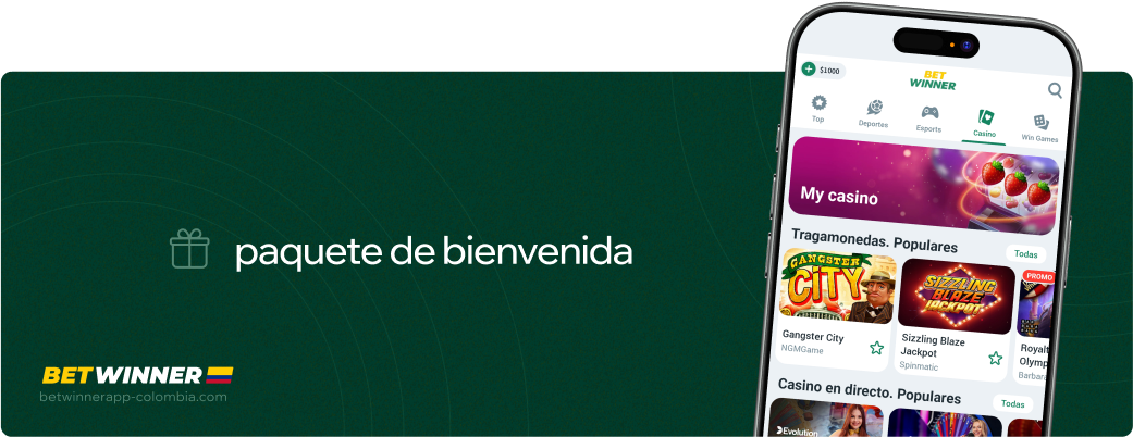 Paquete de bienvenida Betwinner APP Colombia