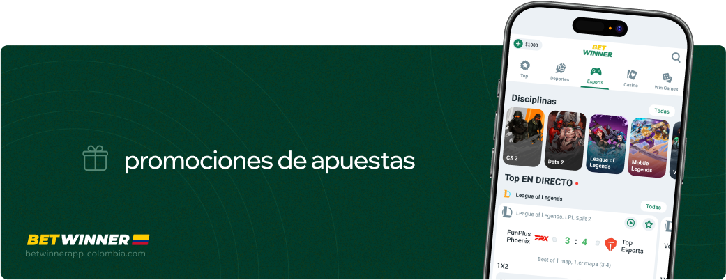 Promociones de apuestas Betwinner APP Colombia